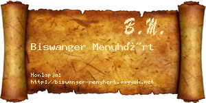 Biswanger Menyhért névjegykártya